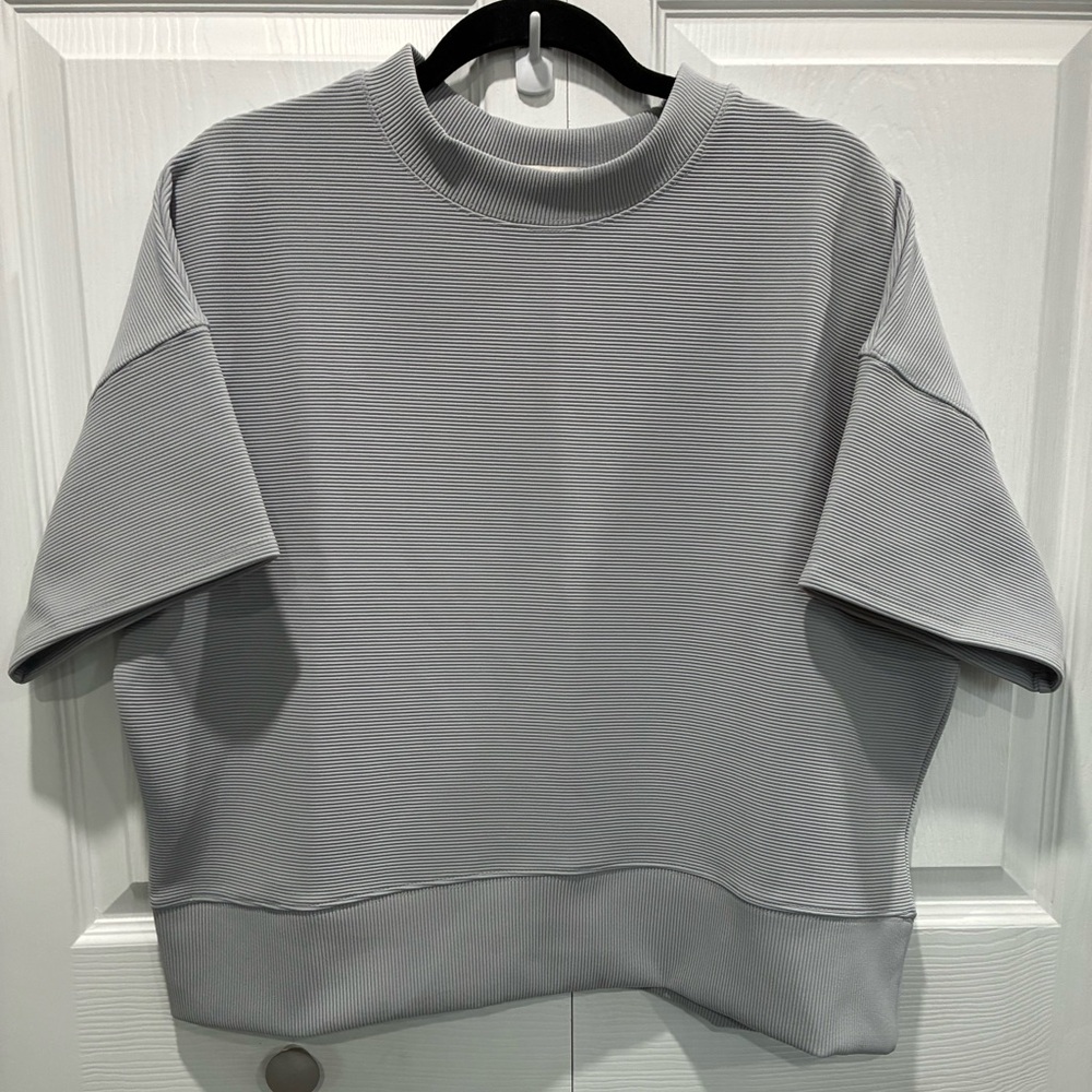Zenana Light Gray Ribbed Short Set. NWOT